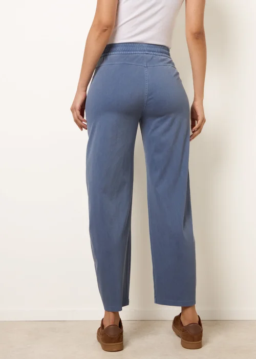 Blue Vanilla Blue Elasticated Waistband Front Tie Stretch Trousers - M Image 4