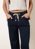 Blue Vanilla Navy Herringbone Tie Up Stretch Trousers - L Image 3