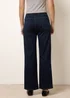 Blue Vanilla Navy Herringbone Tie Up Stretch Trousers - L Image 4