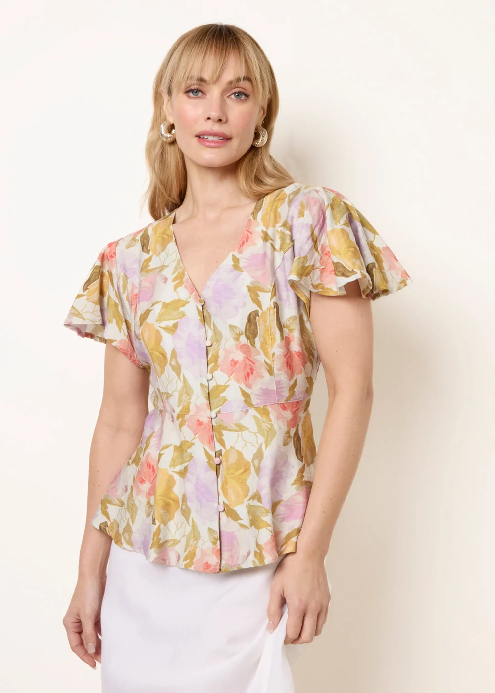 Blue Vanilla Multi Floral Peplum Top - XL Image 1