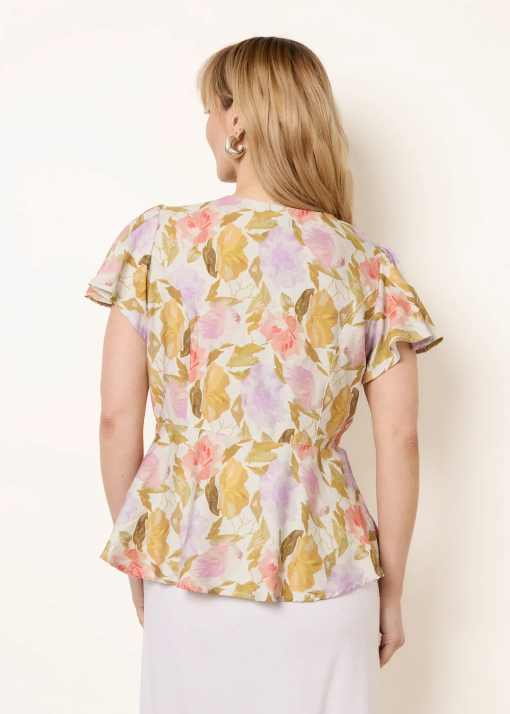 Blue Vanilla Multi Floral Peplum Top - XL Image 4