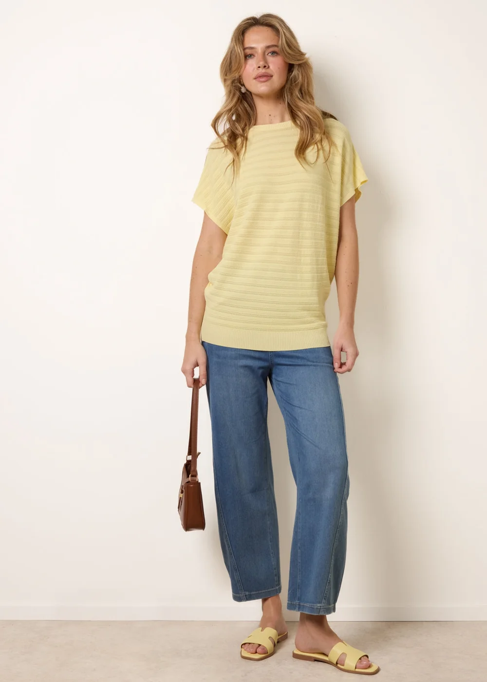 Blue Vanilla Yellow Textured Sleeveless Knit Top - M/L Image 1