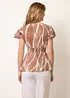 Blue Vanilla Brown Printed Frill Peplum Top - S Image 4