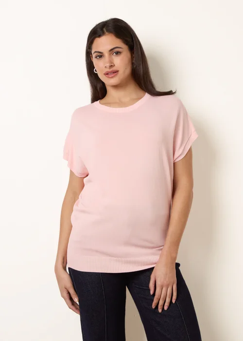 Blue Vanilla Pink Short Sleeve Texture Knit Top - M/L Image 1