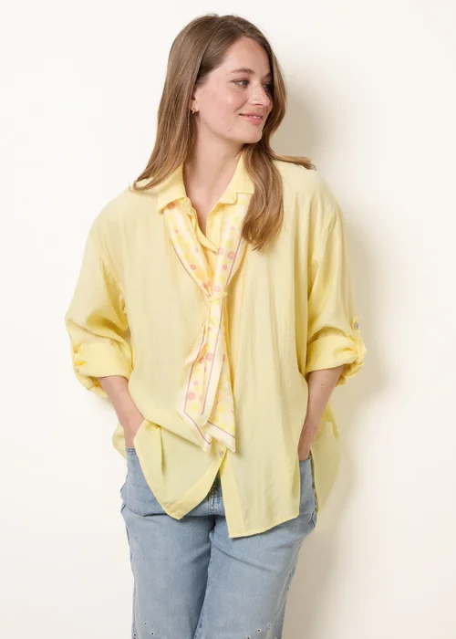 Blue Vanilla Yellow Scarf Viscose Crinkle Shirt - One Size Image 1