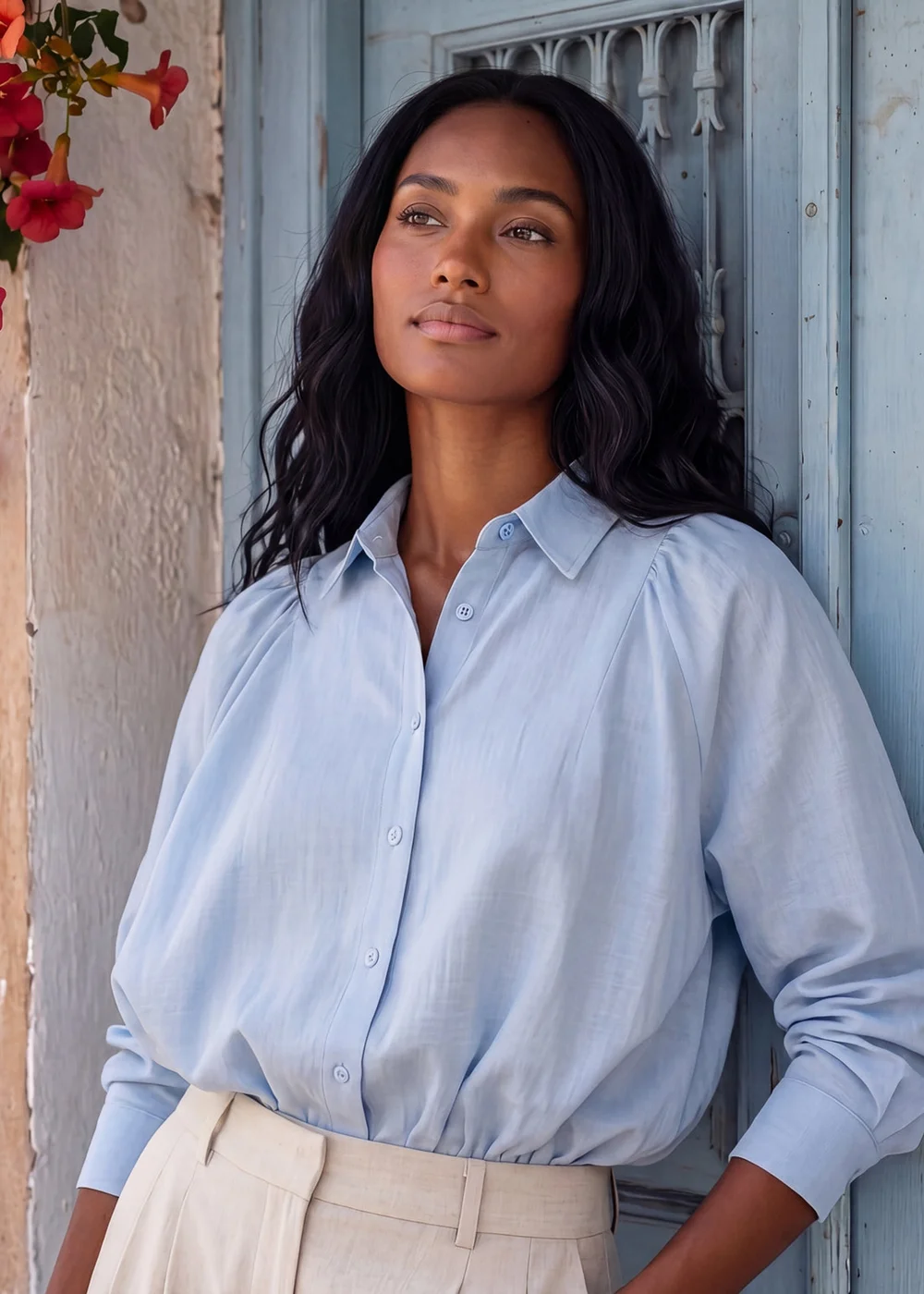 Blue Vanilla Blue Relaxed Button-Up Shirt - S/M Image 1