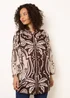 Blue Vanilla Brown Tropical Lurex Oversized Shirt - One Size Image 3