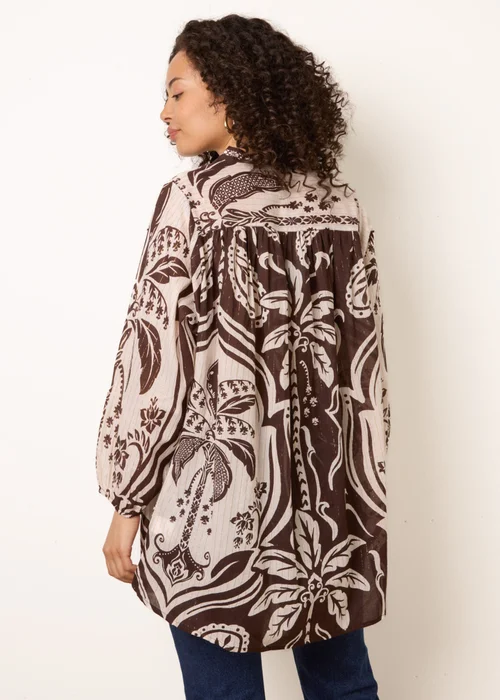 Blue Vanilla Brown Tropical Lurex Oversized Shirt - One Size Image 4