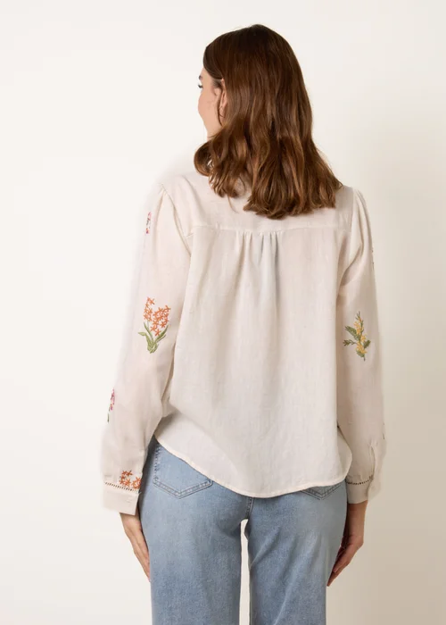 Blue Vanilla Stone Long Sleeve Embroidered Button Front Blouse - L Image 4