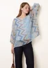 Blue Vanilla Blue Zig Zag Round Neck Oversized Top - One Size Image 2