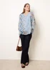 Blue Vanilla Blue Zig Zag Round Neck Oversized Top - One Size Image 3