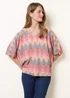 Blue Vanilla Pink Zig Zag Metallic Bow Back Top - One Size Image 4