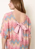 Blue Vanilla Pink Zig Zag Metallic Bow Back Top - One Size Image 2