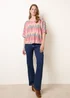 Blue Vanilla Pink Zig Zag Metallic Bow Back Top - One Size Image 3