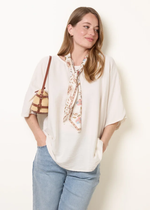 Blue Vanilla Stone Scarf Viscose Top