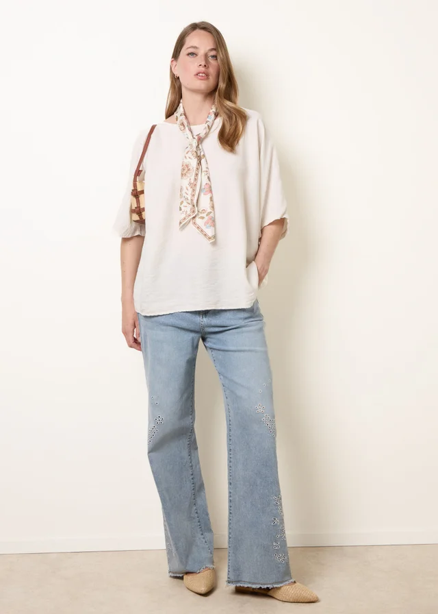 Blue Vanilla Stone Scarf Viscose Top