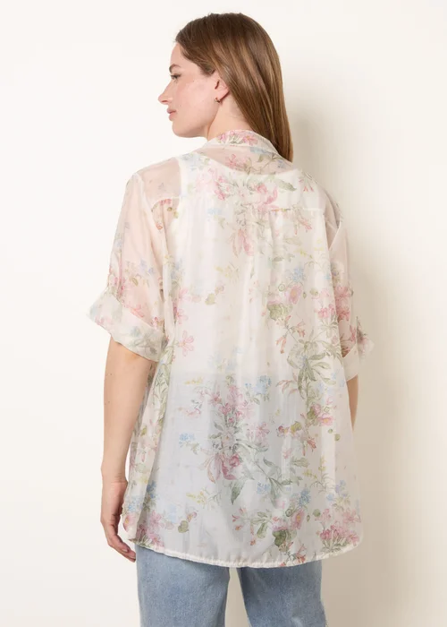 Blue Vanilla White Sheer Floral Shirt - One Size Image 4