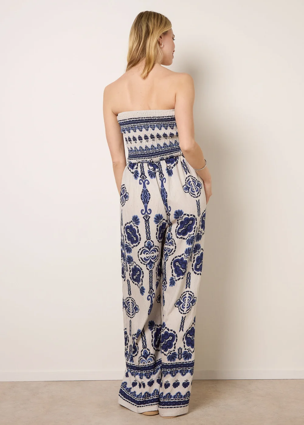 Blue Vanilla Navy Tribal Print Jumpsuit - M/L Image 4