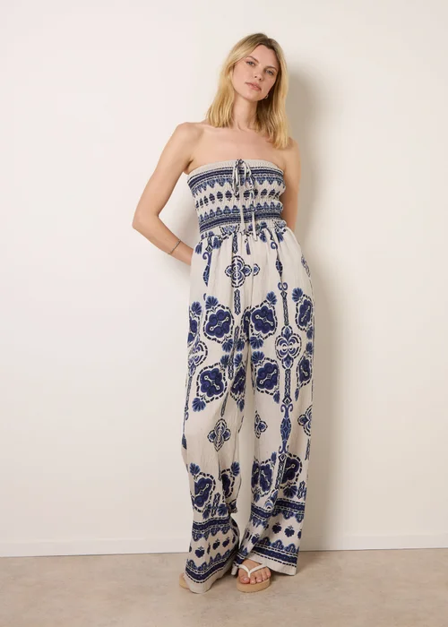 Blue Vanilla Navy Tribal Print Jumpsuit - M/L Image 1
