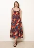 Blue Vanilla Navy Bold Print Shirred Waist Dress - L Image 3