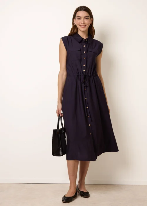 Blue Vanilla Navy Utility Tie Waist Dress - M/L Image 3