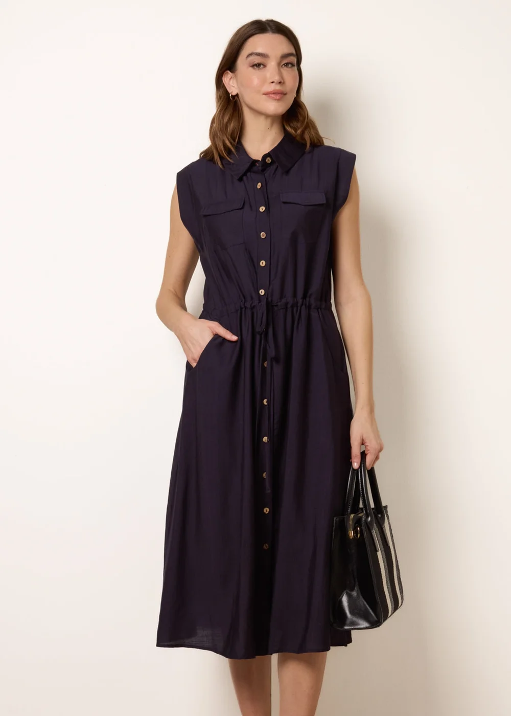 Blue Vanilla Navy Utility Tie Waist Dress - M/L Image 1