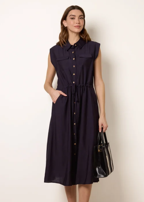 Blue Vanilla Navy Utility Tie Waist Dress - M/L Image 1