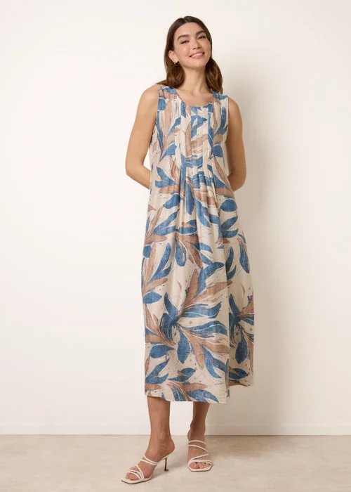 Blue Vanilla Blue Dress With Tropical Leaf Print - One Size Image 1