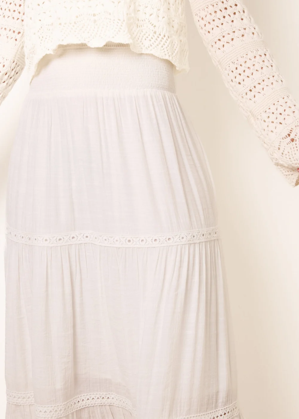 Blue Vanilla Ivory Mix Crochet Maxi Skirt - L/XL Image 3
