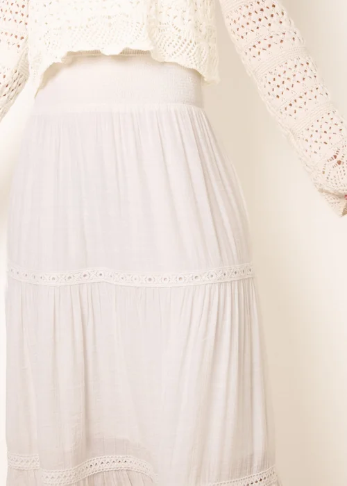 Blue Vanilla Ivory Mix Crochet Maxi Skirt - L/XL Image 3