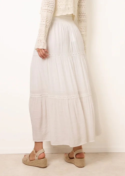 Blue Vanilla Ivory Mix Crochet Maxi Skirt - L/XL Image 4