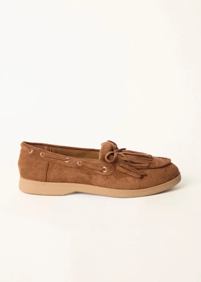 Blue Vanilla Taupe Tassel Detail Loafers