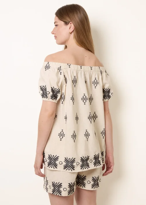 Blue Vanilla Stone Embroidered Bardot Top - M Image 4