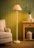 ValueLights Bobble Cream Floor Lamp with Blue Trim Scallop Shade - One Size Image 1