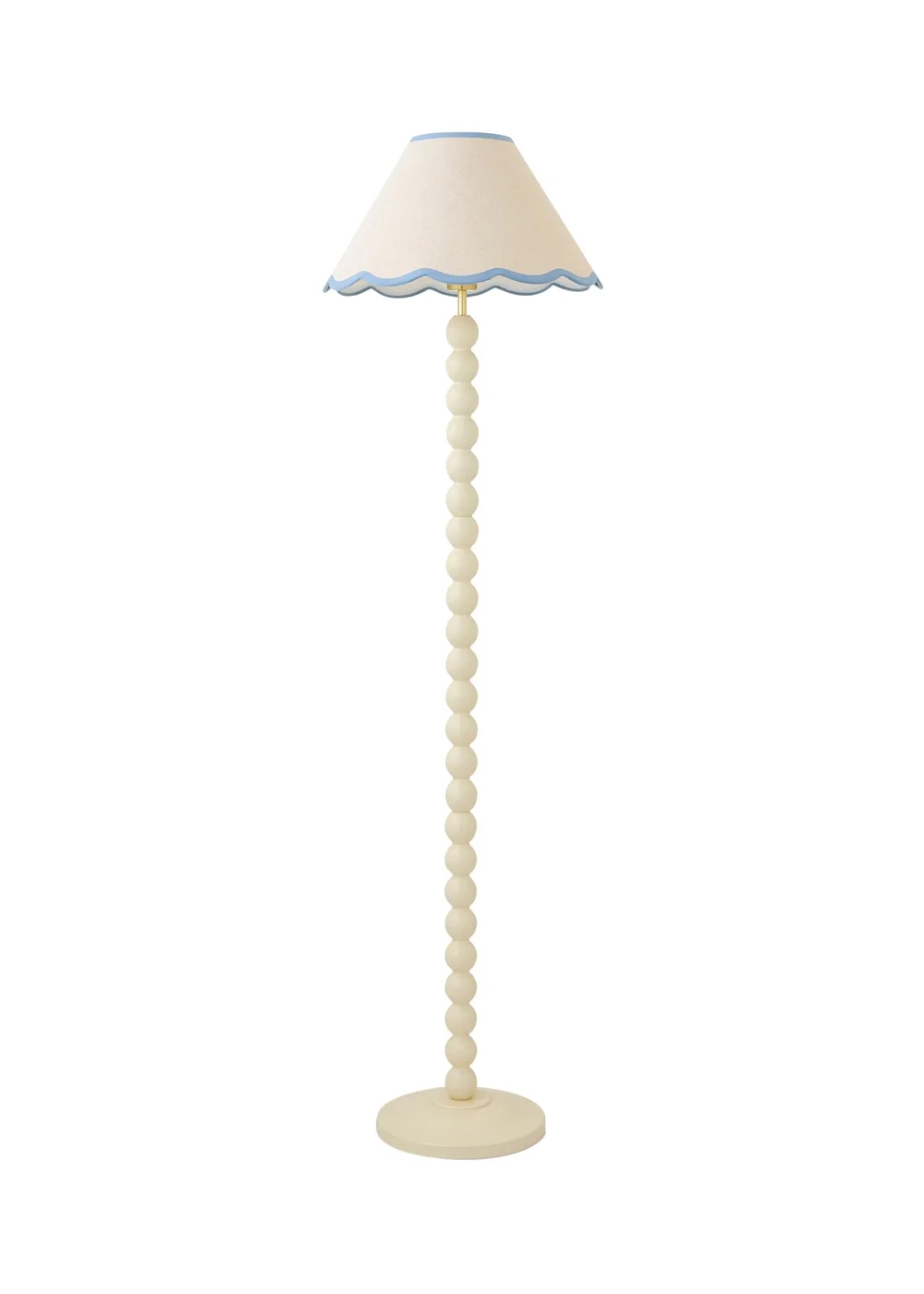 ValueLights Bobble Cream Floor Lamp with Blue Trim Scallop Shade - One Size Image 4