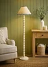 ValueLights Bobble Cream Floor Lamp with Blue Trim Scallop Shade - One Size Image 5