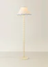ValueLights Bobble Cream Floor Lamp with Blue Trim Scallop Shade - One Size Image 2