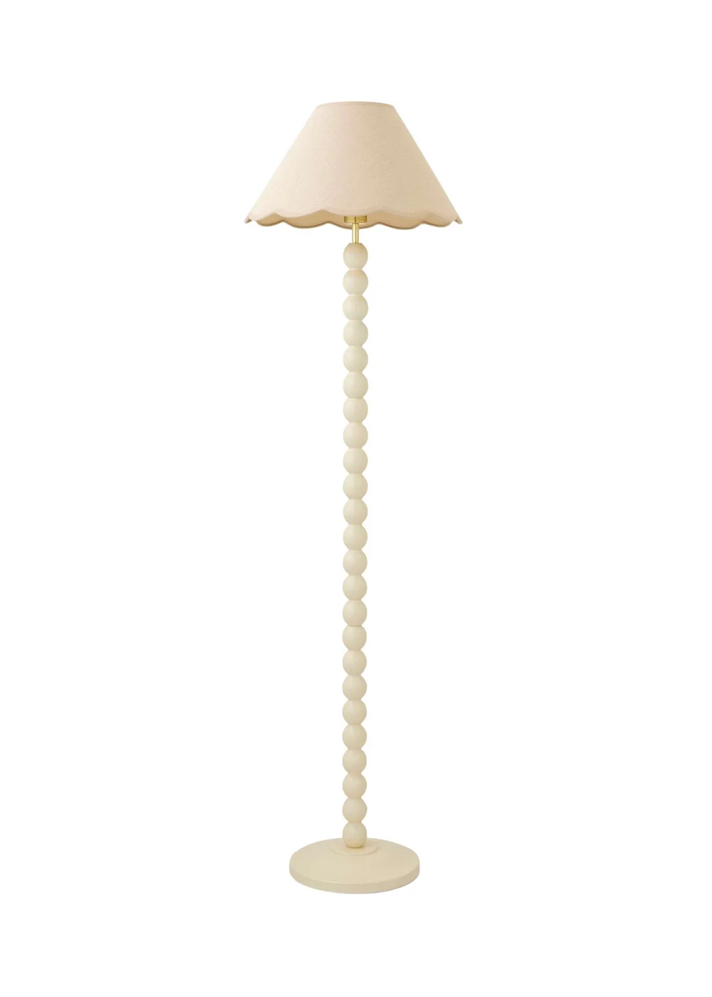 ValueLights Bobble Cream Floor Lamp with Natural Trim Scallop Shade - One Size Image 4