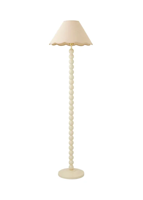 ValueLights Bobble Cream Floor Lamp with Natural Trim Scallop Shade - One Size Image 4