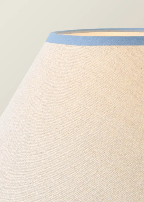 ValueLights Bobble Walnut Floor Lamp with Blue Trim Scallop Shade - One Size Image 3