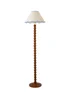 ValueLights Bobble Walnut Floor Lamp with Blue Trim Scallop Shade - One Size Image 4
