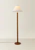 ValueLights Bobble Walnut Floor Lamp with Blue Trim Scallop Shade - One Size Image 2