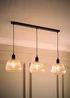 ValueLights Delora Matte Black Ribbed Glass 3 Drop Diner Ceiling Light - One Size Image 1