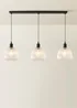 ValueLights Delora Matte Black Ribbed Glass 3 Drop Diner Ceiling Light - One Size Image 2