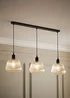 ValueLights Delora Matte Black Ribbed Glass 3 Drop Diner Ceiling Light - One Size Image 5