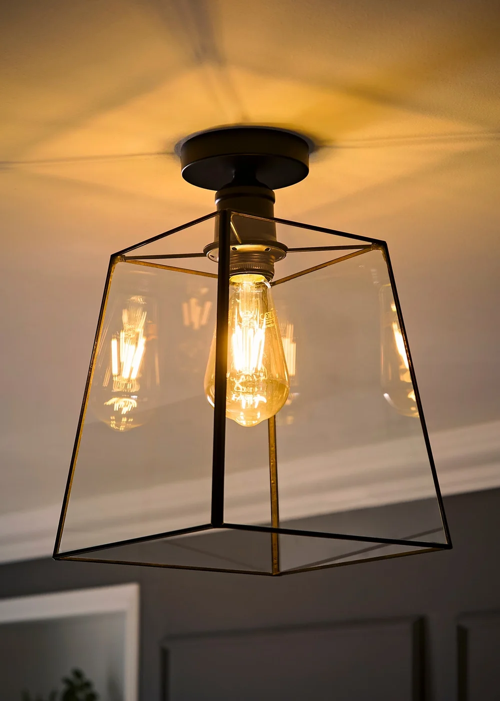 ValueLights Susie Matte Black Flush Ceiling Light - One Size Image 1