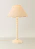 ValueLights Bobble Cream Table Lamp with Natural Trim Scallop Shade - One Size Image 2