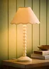 ValueLights Bobble Cream Table Lamp with Natural Trim Scallop Shade - One Size Image 1