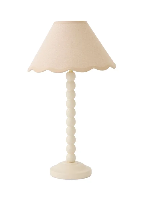 ValueLights Bobble Cream Table Lamp with Natural Trim Scallop Shade - One Size Image 4