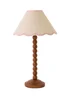 ValueLights Bobble Walnut Table Lamp with Pink Trim Scallop Shade - One Size Image 4